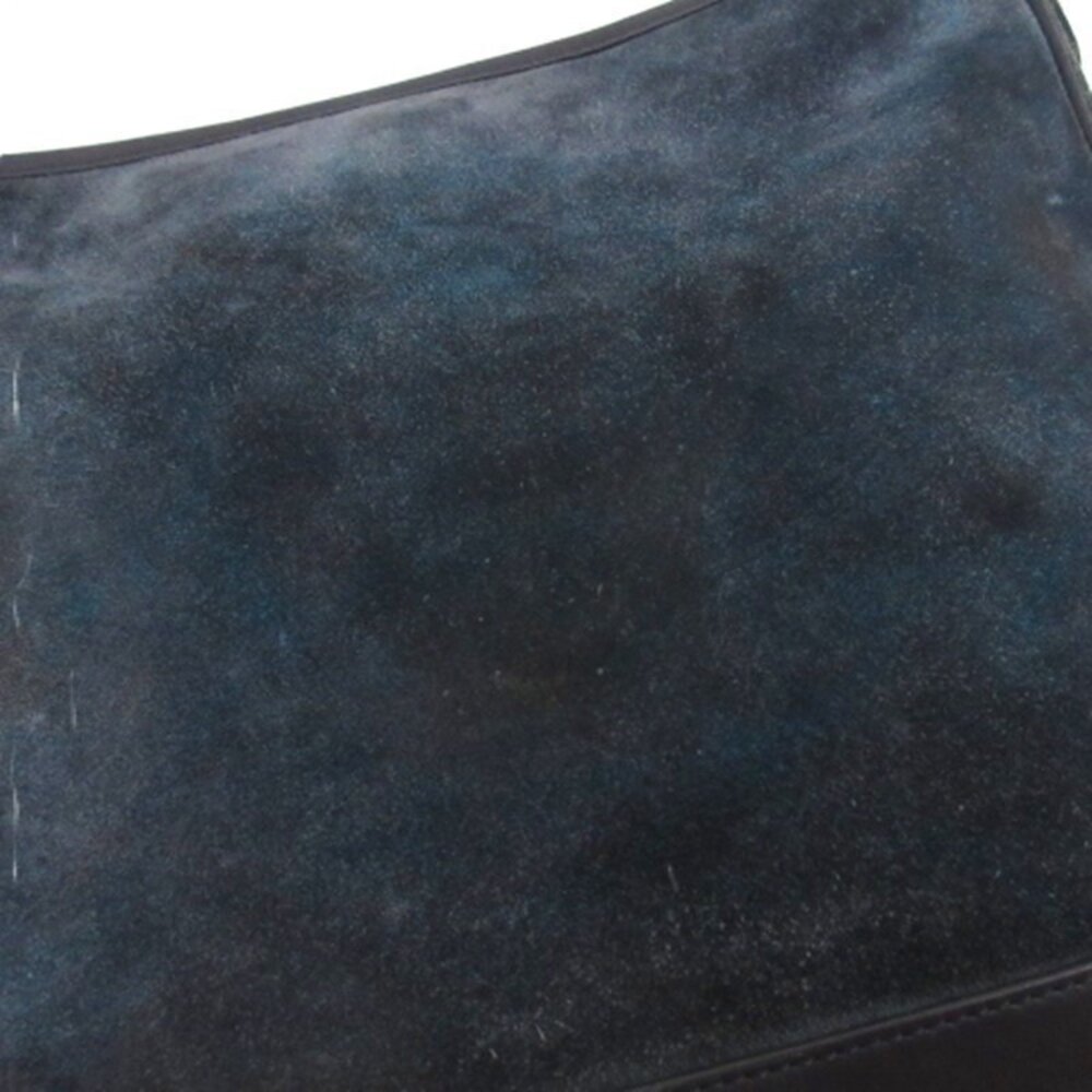 Loewe Navy MADRID Anagram Shoulder Bag Suede Blue